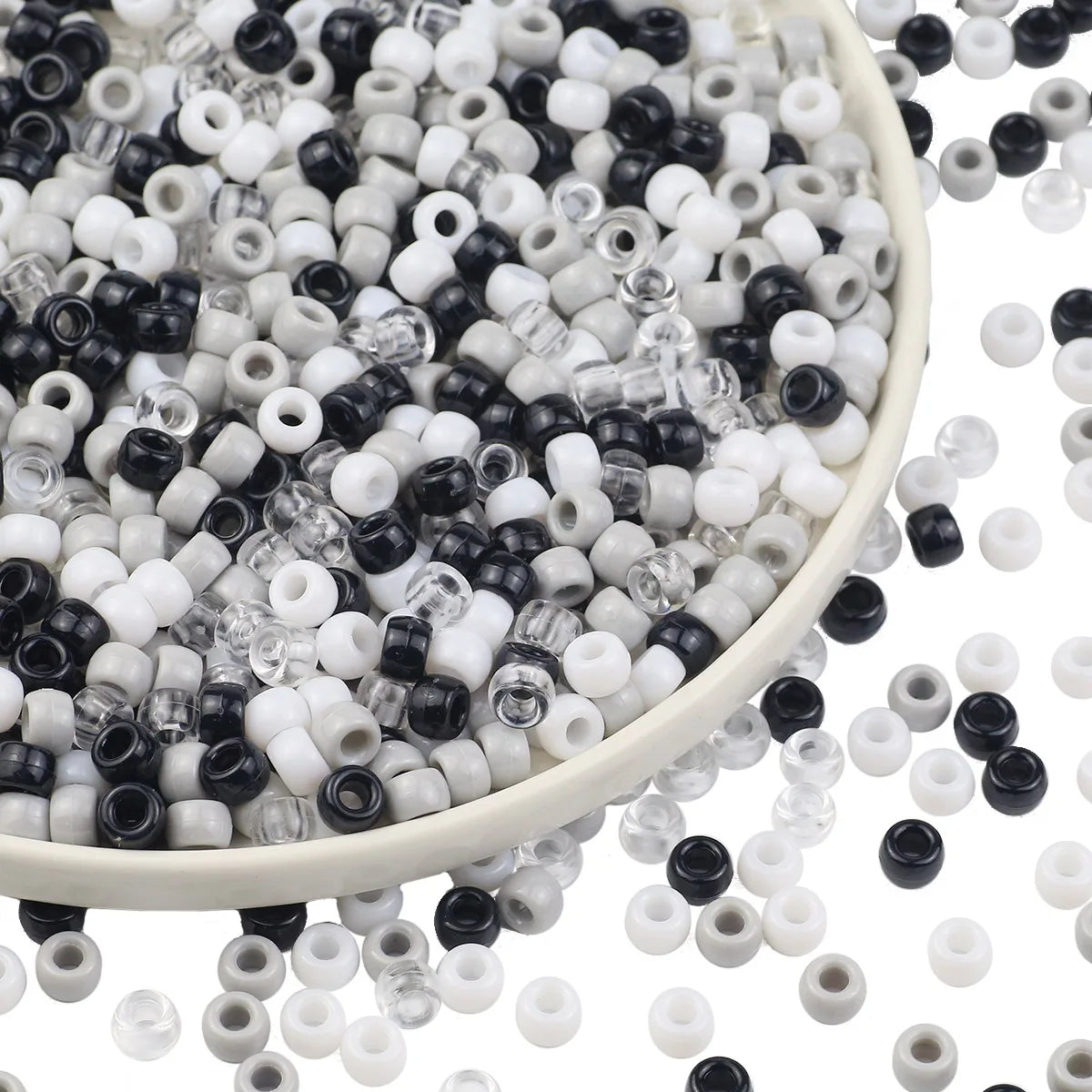 Neutral Pony Beads – Gray, Black & White (Multiple Pack Sizes)