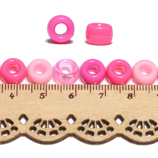 6x9mm Big Hole Acrylic Beads Pink Romantic Series Pony Beads for Jewelry Making Handmade DIY Necklace Bracelet Hair Braiding