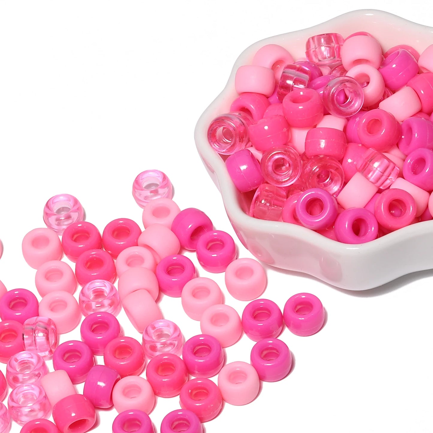 6x9mm Big Hole Acrylic Beads Pink Romantic Series Pony Beads for Jewelry Making Handmade DIY Necklace Bracelet Hair Braiding