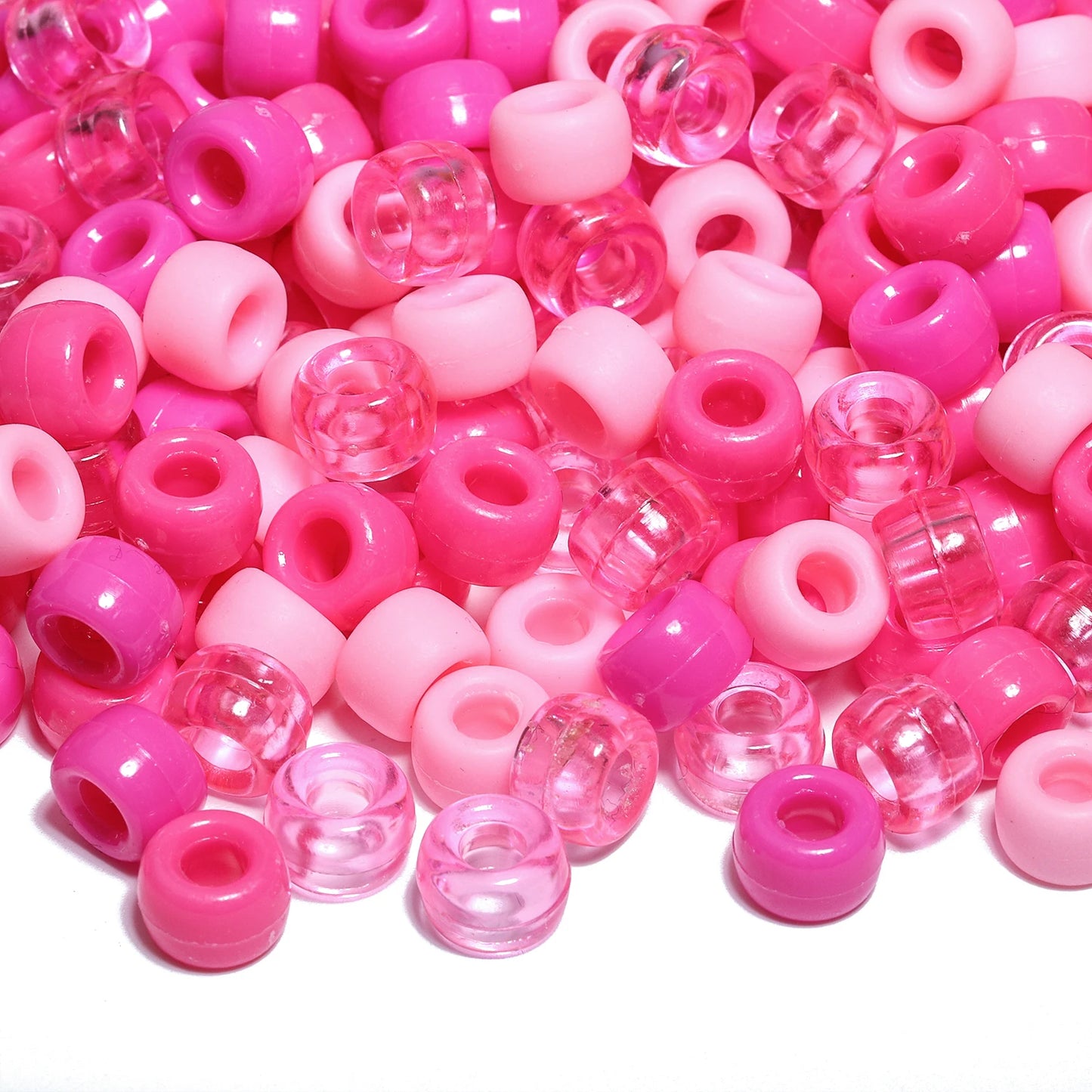 6x9mm Big Hole Acrylic Beads Pink Romantic Series Pony Beads for Jewelry Making Handmade DIY Necklace Bracelet Hair Braiding