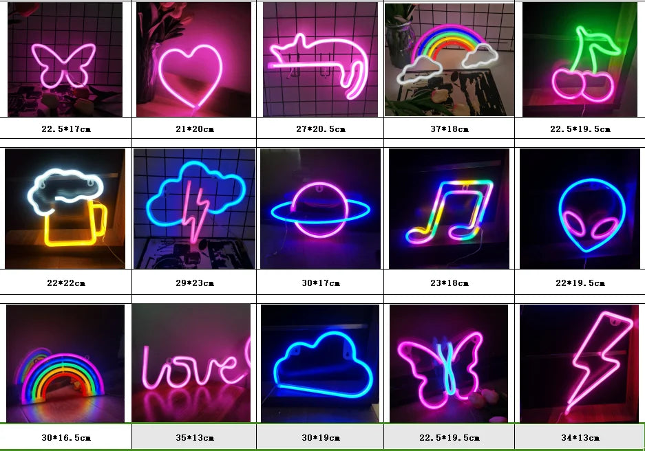 Glow Up Neon Wall Sign – USB/Battery LED Light Decor (Multiple Designs)