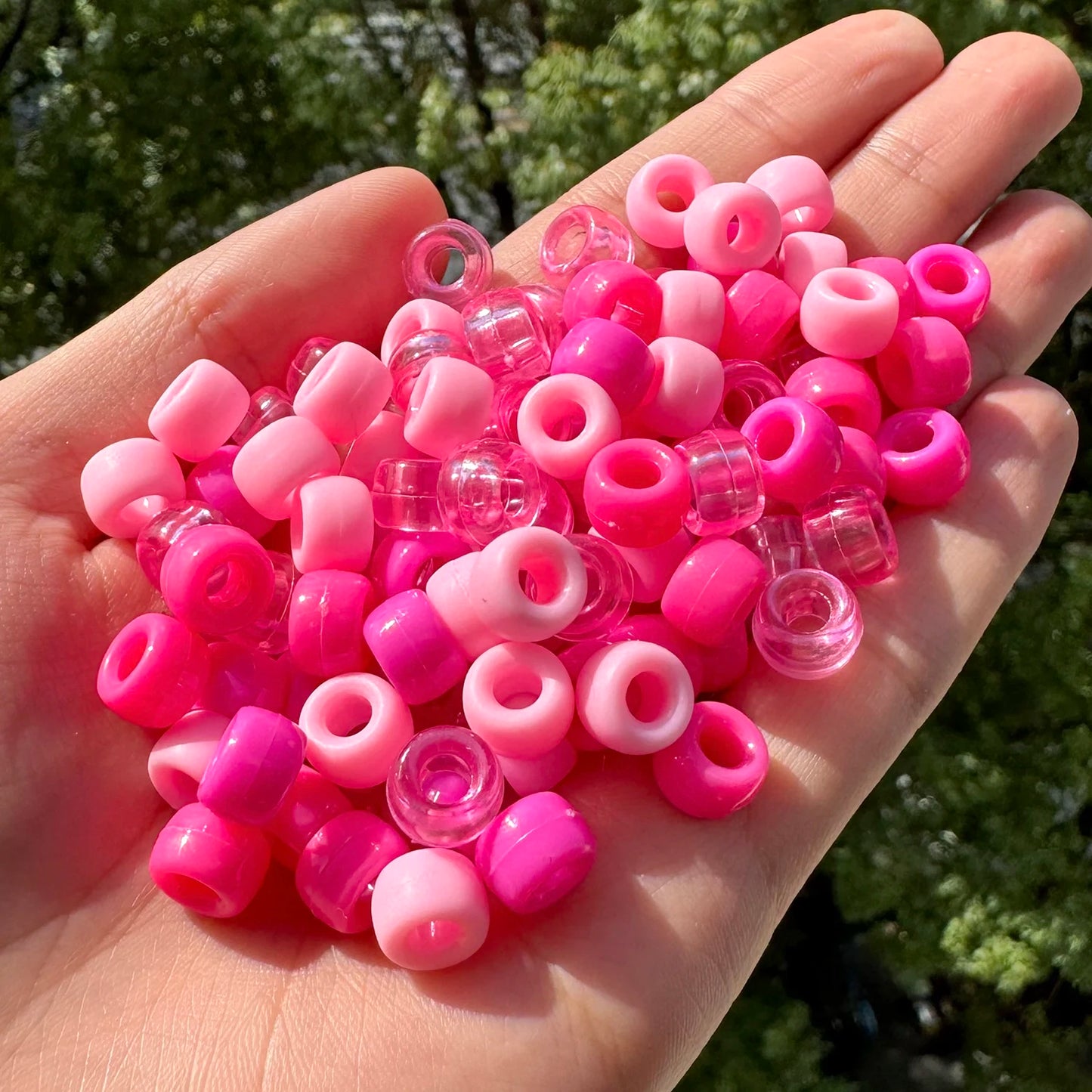6x9mm Big Hole Acrylic Beads Pink Romantic Series Pony Beads for Jewelry Making Handmade DIY Necklace Bracelet Hair Braiding