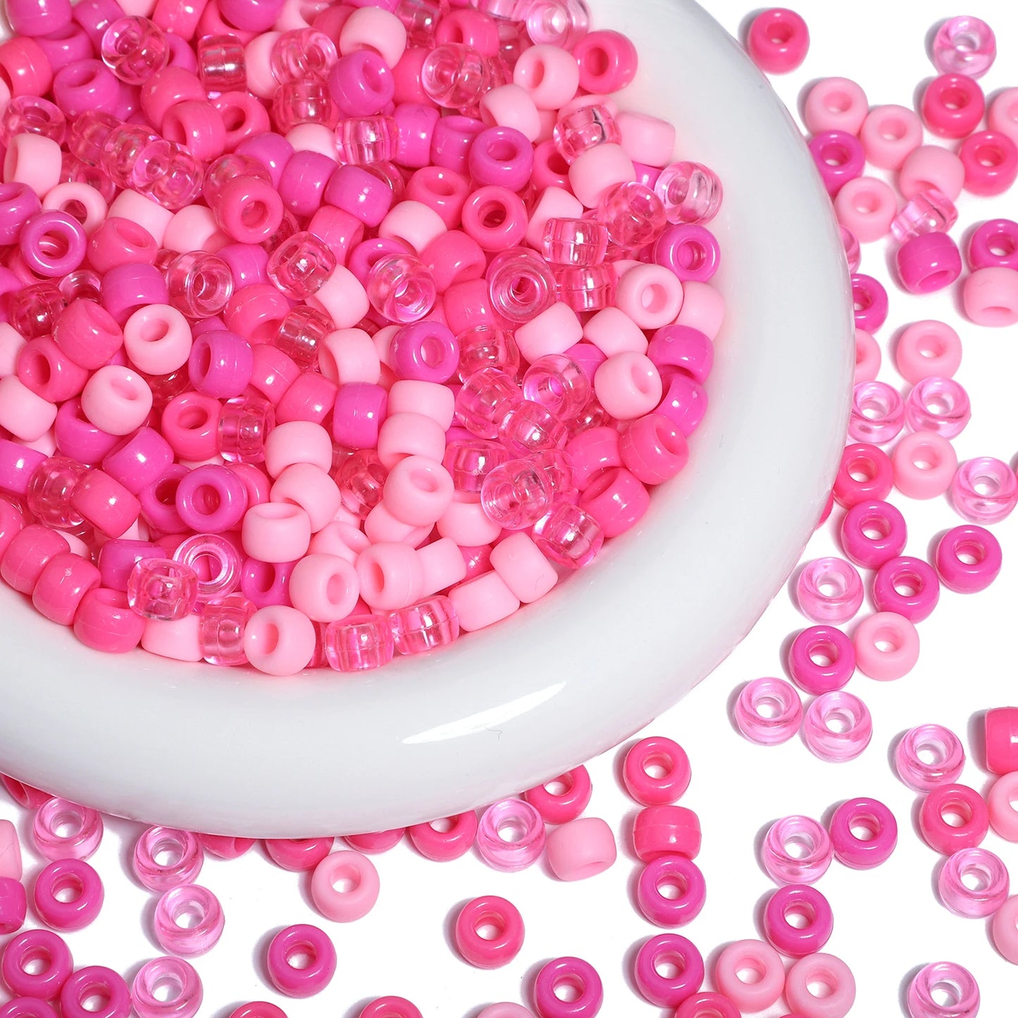 6x9mm Big Hole Acrylic Beads Pink Romantic Series Pony Beads for Jewelry Making Handmade DIY Necklace Bracelet Hair Braiding