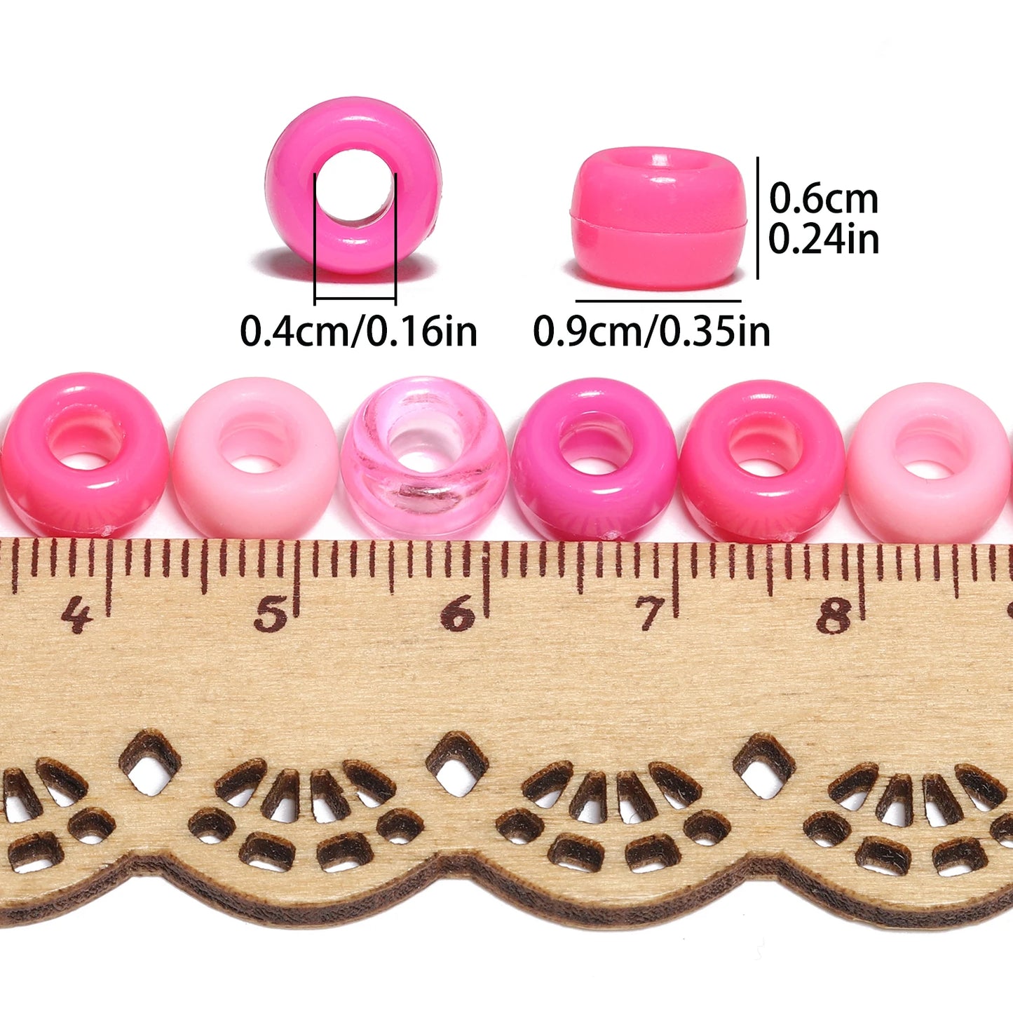 6x9mm Big Hole Acrylic Beads Pink Romantic Series Pony Beads for Jewelry Making Handmade DIY Necklace Bracelet Hair Braiding