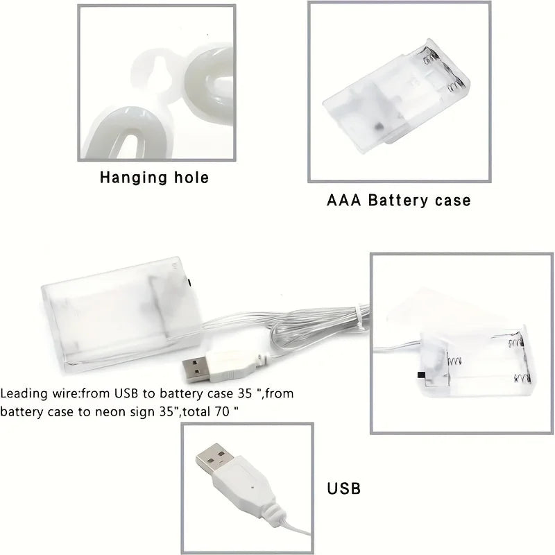 Glow Up Neon Wall Sign – USB/Battery LED Light Decor (Multiple Designs)