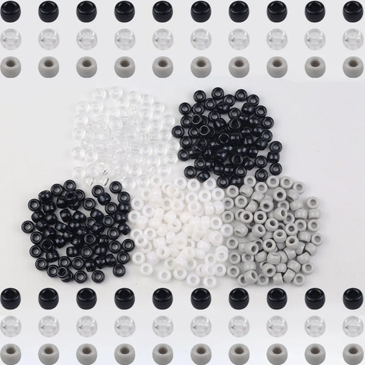 Neutral Pony Beads – Gray, Black & White (Multiple Pack Sizes)