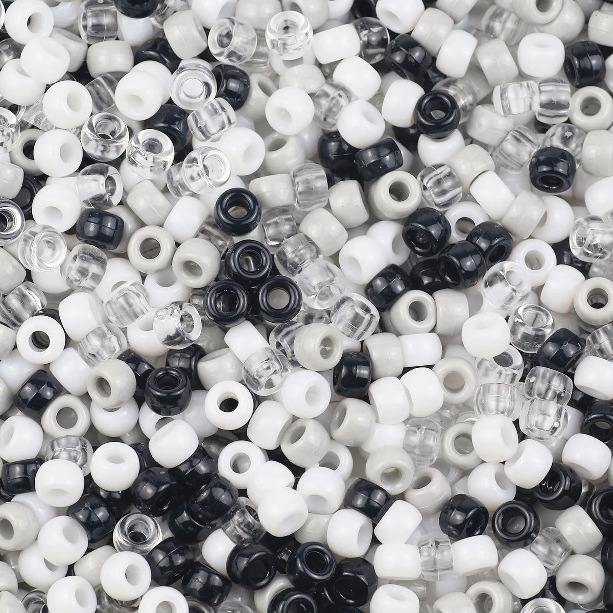 Neutral Pony Beads – Gray, Black & White (Multiple Pack Sizes)