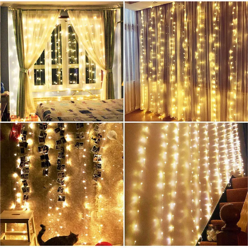 GlowWave™ USB LED Curtain Lights – 8 Modes + Remote (3M–6M Options)