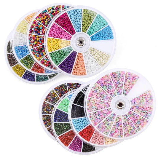 BeadBurst Palettes - 2000pcs Glass Seed Beads Kit (12 Colors, 2mm) for DIY Bracelets, Necklaces & Crafts