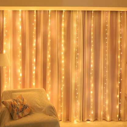 GlowWave™ USB LED Curtain Lights – 8 Modes + Remote (3M–6M Options)