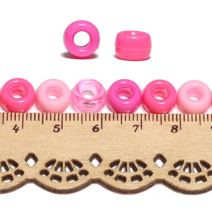 6x9mm Big Hole Acrylic Beads Pink Romantic Series Pony Beads for Jewelry Making Handmade DIY Necklace Bracelet Hair Braiding