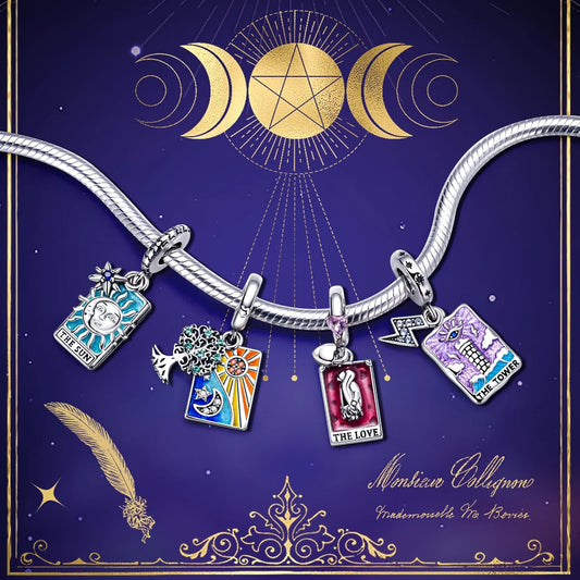 Tarot Charm Collection  Silver Card Pendants (Various Designs)
