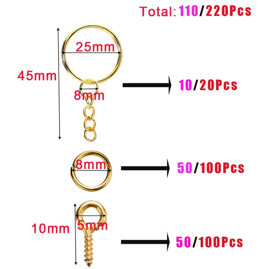 CharmChain™ Kit – 110/220pcs Keychain & Jewelry Findings Set