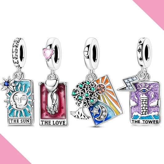 Tarot Charm Collection  Silver Card Pendants (Various Designs)