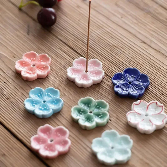 Sakura Drift – Ceramic Cherry Blossom Incense Holder | Chill Room Decor for Aromatherapy, Rave Recovery & Tea-Time Vibes