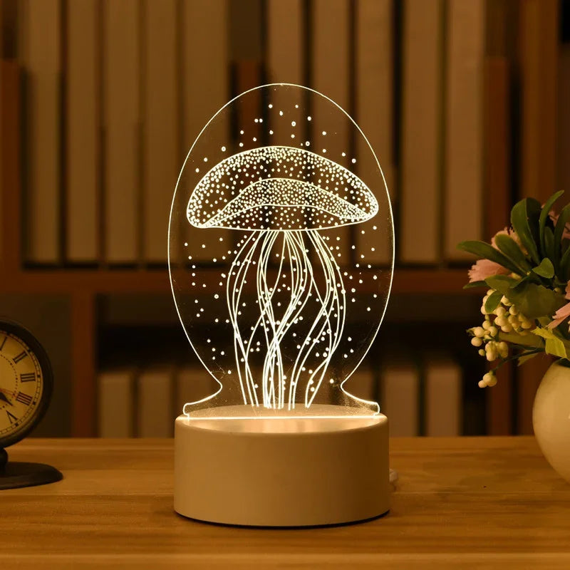 GlowMorph LED Lamp – 3D Acrylic Night Light | USB Mood Lighting for Rave Caves, Bedrooms & Alt Decor