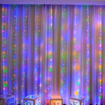 GlowWave™ USB LED Curtain Lights – 8 Modes + Remote (3M–6M Options)