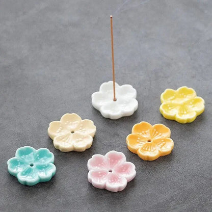 Sakura Drift – Ceramic Cherry Blossom Incense Holder | Chill Room Decor for Aromatherapy, Rave Recovery & Tea-Time Vibes