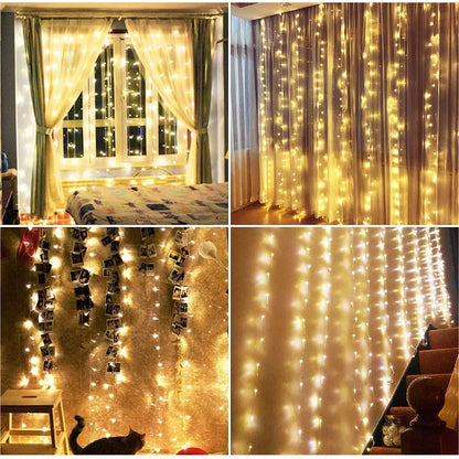 GlowWave™ USB LED Curtain Lights – 8 Modes + Remote (3M–6M Options)