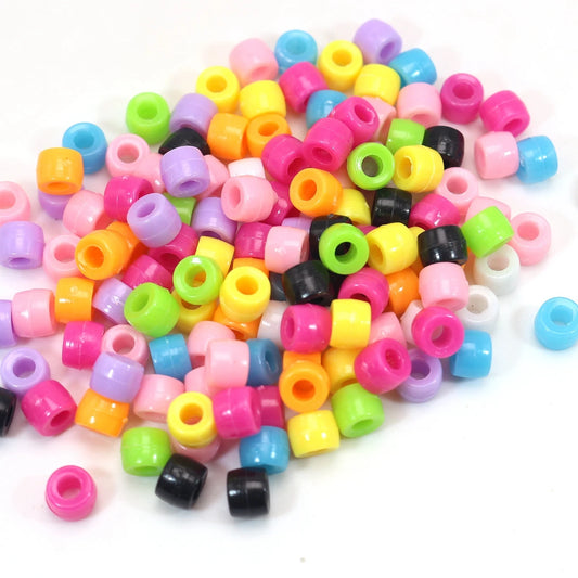 500pc Acrylic Barrel Pony Beads | 6x5mm Mixed Color Mayhem for Kandi & Rave Crafts