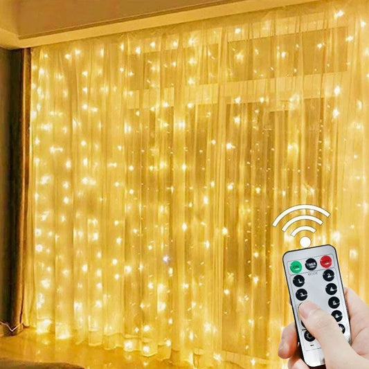 GlowWave™ USB LED Curtain Lights – 8 Modes + Remote (3M–6M Options)