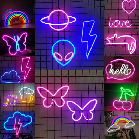 Glow Up Neon Wall Sign – USB/Battery LED Light Decor (Multiple Designs)