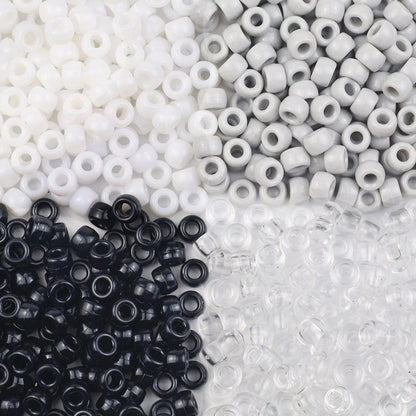 Neutral Pony Beads – Gray, Black & White (Multiple Pack Sizes)