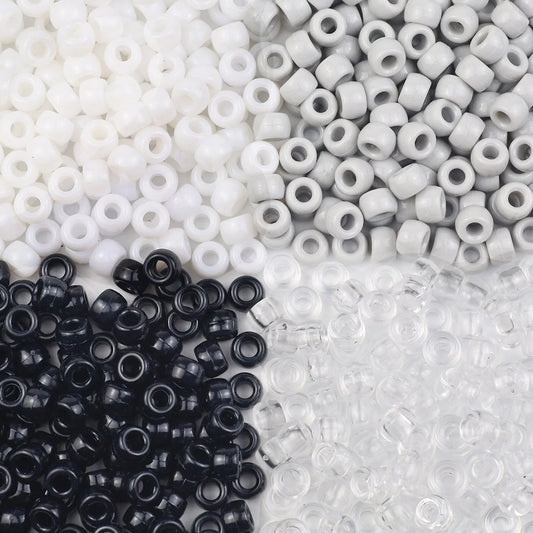 Neutral Pony Beads – Gray, Black & White (Multiple Pack Sizes)